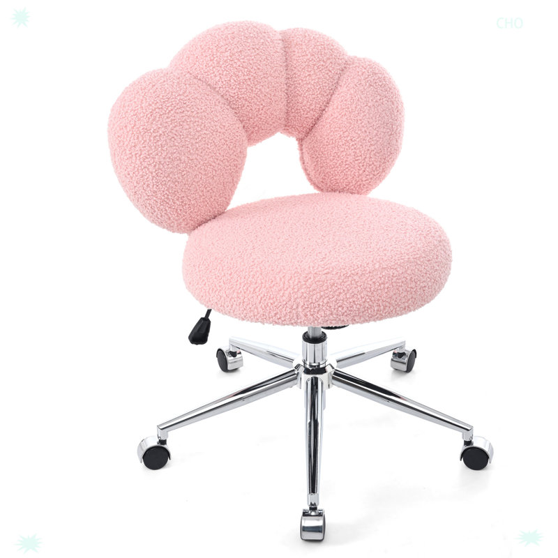 360 Swivel Height Adjustable Swivel Home Office Chair Mercer41 Upholstery Color Pink